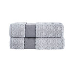 Circle in Square // Bath Towels // Set of 2 (White)