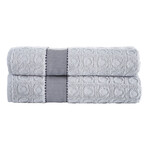 Circle in Square //  Bath Sheets // Set of 2 (White)