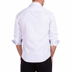 Geometric Texture + Solid Long Sleeve Button-Up Shirt // White (M)