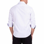 Diamond Texture + Solid Long Sleeve Button-Up Shirt // White (2XL)