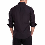 Geometric Texture + Solid Long Sleeve Button-Up Shirt // Black (S)