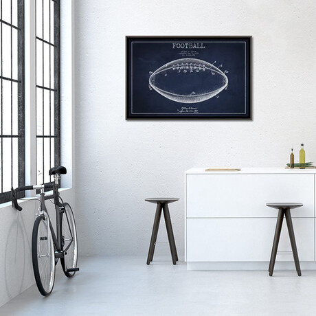 Football Navy Blue Patent Blueprint by Aged Pixel (18"H x 26"W x 0.75"D)