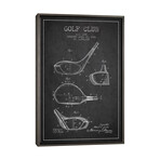 Golf Club Charcoal Patent Blueprint by Aged Pixel (26"H x 18"W x 0.75"D)