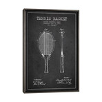 Tennis Racket Charcoal Patent Blueprint by Aged Pixel (26"H x 18"W x 0.75"D)