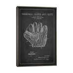 Baseball Glove Charcoal Patent Blueprint by Aged Pixel (26"H x 18"W x 0.75"D)