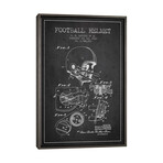 Football Helmet Charcoal Patent Blueprint by Aged Pixel (26"H x 18"W x 0.75"D)