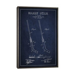 Hockey Stick Navy Blue Patent Blueprint by Aged Pixel (26"H x 18"W x 0.75"D)