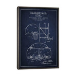 F. Albach & G.R. Chervenka Basketball Goal Patent Blueprint (Navy Blue) by Aged Pixel (26"H x 18"W x 0.75"D)