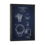 Basketball Goal Navy Blue Patent Blueprint by Aged Pixel (26"H x 18"W x 0.75"D)