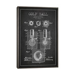 Golf Ball Charcoal Patent Blueprint by Aged Pixel (26"H x 18"W x 0.75"D)