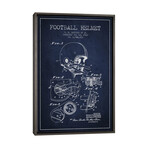 Football Helmet Navy Blue Patent Blueprint by Aged Pixel (26"H x 18"W x 0.75"D)