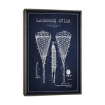 Lacrosse Stick Navy Blue Patent Blueprint by Aged Pixel (26"H x 18"W x 0.75"D)