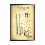 Baseball Bat Vintage Patent Blueprint by Aged Pixel (26"H x 18"W x 0.75"D)