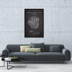 Baseball Glove Charcoal Patent Blueprint by Aged Pixel (26"H x 18"W x 0.75"D)