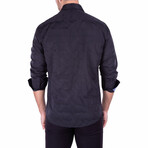 Brushed Satin Long Sleeve Button-Up Shirt // Black (3XL)