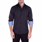 Brushed Satin Long Sleeve Button-Up Shirt // Black (S)