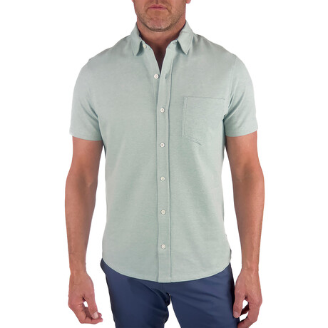 Airotec® Performance Birdseye Pique Slim-Fit Short Sleeve Button Up // Chinos Green (XS)