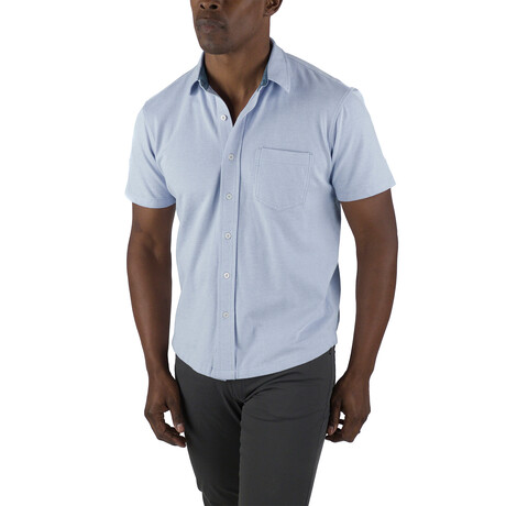 Airotec® Performance Birdseye Pique Slim-Fit Short Sleeve Button Up // Cashmere Blue (XS)