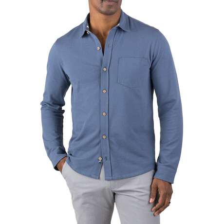 Airotec® Performance Pique Slim-Fit Long Sleeve Button Up // Vintage Indigo (XS)