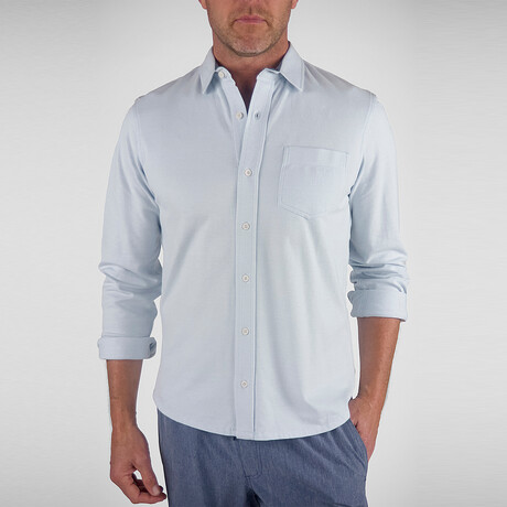 Airotec® Performance Pique Slim-Fit Long Sleeve Button Up // Blue Fog (XS)