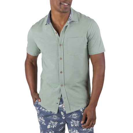 Airotec® Performance Stretch Slim-Fit Short Sleeve Button Up // Chinos Green (XS)