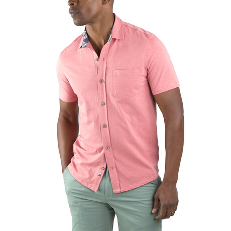 Airotec® Performance Stretch Slim-Fit Short Sleeve Button Up // Dusty Rose (XS)