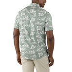 Airotec® Performance Stretch Slim-Fit Short Sleeve Button Up // Chinois Green + Tropical Waves (S)