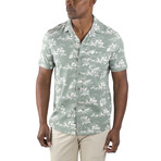 Airotec® Performance Stretch Slim-Fit Short Sleeve Button Up // Chinois Green + Tropical Waves (L)