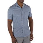 Airotec® Performance Stretch Slim-Fit Short Sleeve Button Up // Blue Fog Waves (2XL)