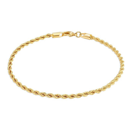 Hollow 14K Gold 3.0mm Diamond Cut Rope Chain Bracelet (8")
