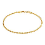 Hollow 14K Gold 3.0MM Diamond Cut Rope Chain Bracelet (7")