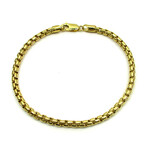 Solid 14K Gold 3.5MM Diamond Cut Round Box Chain Bracelet // 8"