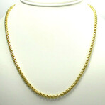 Solid 14K Gold 3.5MM Diamond Cut Round Box Chain Necklace (18")