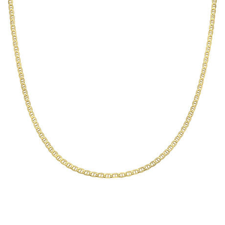 Hollow 14K Yellow Gold 3.5mm Thick Flat Mariner Link Chain Necklace (18")