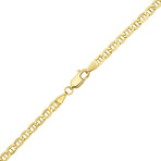 Hollow 14K Yellow Gold 3.5MM Thick Flat Mariner Link Chain Necklace (18")