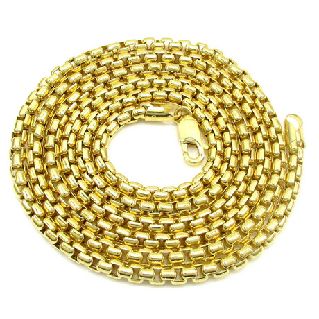 Solid 14K Gold 3.5mm Diamond Cut Round Box Chain Necklace (18")
