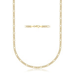 Hollow 14K Gold 2.5MM Figaro Link Chain Necklace (18")