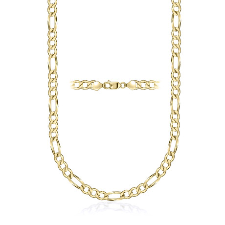 Hollow 14K Gold 5.5mm Thick Figaro Link Chain Necklace // 24"