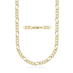 Hollow 14K Gold 5.5MM Thick Figaro Link Chain Necklace // 24"