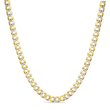 Solid 14K Gold 5.0MM Thick 2 Tone Diamond Cut Cuban Chain Necklace (26")
