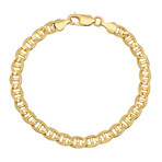Hollow 14K Yellow Gold 3.5MM Thick Flat Mariner Link Chain Bracelet (7")