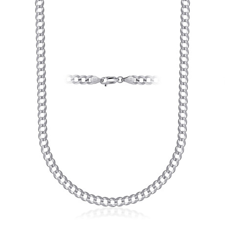 Solid 18K White Gold 4.0MM Thick Cuban Curb Link Chain Necklace (18")
