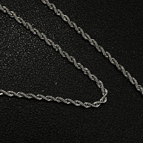 Solid Genuine Platinum 950 1.5MM Diamond Cut Rope Chain Necklace (18")