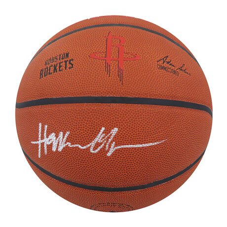 Hakeem Olajuwon // Houston Rockets // Signed Wilson Logo NBA Basketball