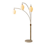 Santa Clara 85" Bone Porcelain 3-Light Arc Lamp // 4-Way Rotary Switch