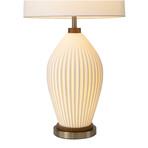 Santa Clara 28" Bone Porcelain Table Lamp // 4-Way Rotary Switch // Weathered Brass + Walnut
