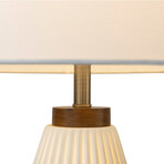 Concord 28" Bone Porcelain Table Lamp // 4-Way Rotary Switch // Weathered Brass + Walnut