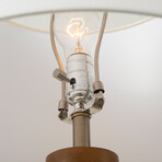 Moraga 24" Bone Porcelain Table Lamp // 4-Way Rotary Switch // Weathered Brass + Walnut