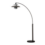 Palm Springs 84" 1-Light Arc Lamp // Dimmer Switch (Weathered Brass + Bluetone Shade)