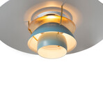 Palm Springs 84" 1-Light Arc Lamp // Dimmer Switch (Weathered Brass + Bluetone Shade)